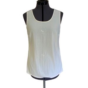 Chico's Sleeveless Tank Top Sz 0 (S-4) White Wide Scoop Neck Layering Crew Neck